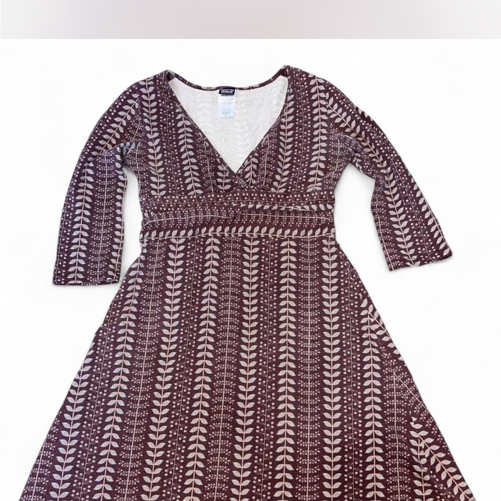 Patagonia Brown and Cream Long Sleeve Dress